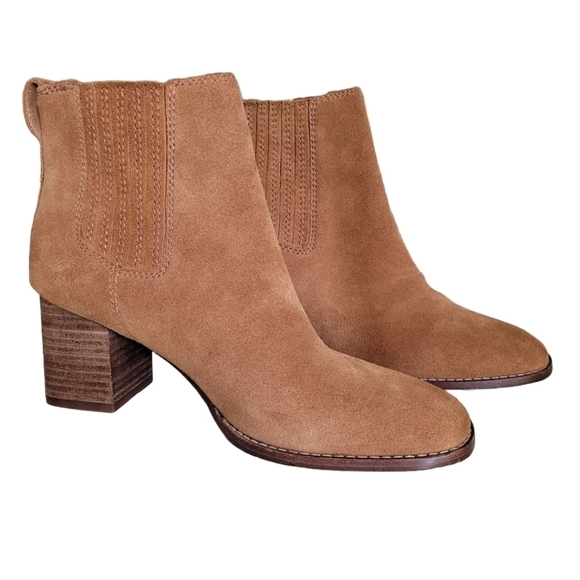 Madewell The Kat Chelsea Suede Chunky Heeled Boot in Chestnut Brown, Size 7.5 - Picture 3 of 16